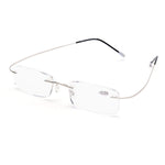 Memory Lightweight Titanium Stainless Steel Rimless Reading Glasses with Light Lenses 1004