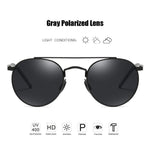 Round Sunglasses Double Bridge Polarized Lens Spring Hinged Al-Mg Temple Lightweight