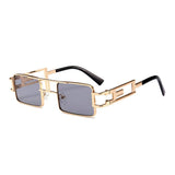 /Hip-Hop Square Metal Small Frame Clear Color Lens Sunglasses