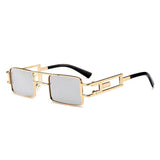 /Hip-Hop Square Metal Small Frame Clear Color Lens Sunglasses