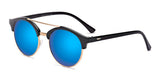 Classic Half Frame Mirrored Round Lens Double Bridge Sunglasses Eyewear
