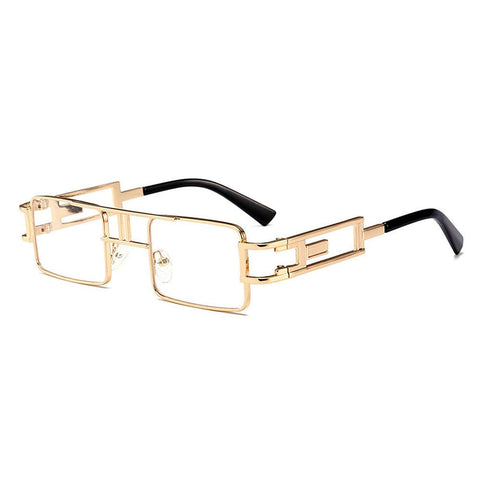 /Hip-Hop Square Metal Small Frame Clear Color Lens Sunglasses