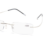 Memory Lightweight Titanium Stainless Steel Rimless Reading Glasses with Light Lenses 1004