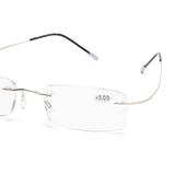 Memory Lightweight Titanium Stainless Steel Rimless Reading Glasses with Light Lenses 1004