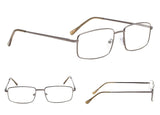 3-pack Large Rectangular Reading Glasses with Spring Temple for Men
