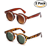 Classic Small Retro Steampunk Circle Flip Up Glasses/Sunglasses Cool Retro New Model