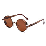 Spring Legs Steampunk Sunglasses Screws Retro Round Frame