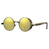 Retro Small Round Circle Steampunk Gothic Sunglasses for Men Women Metal Frame(46mm)