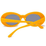 Clout Goggles,Oval Sunglasses Mod Thick Retro Frame Round Lens Kurt Cobain