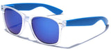 Colorful Retro Fashion Sunglasses Translucent Clear Matte Frame - Color Mirrored Lenses