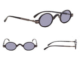 5-pack Mini Oval Round Reading Glasses with Spring Temple include Sun Readers
