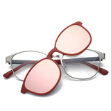 Eyeglasses Frame With Magnetic Polarized Clip On Sunglasses