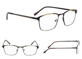 Spring Hinges Brushed Metal Reading glasses 3-Pack