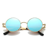 Steampunk Round Sunglasses, Vintage Hippie Circle Sunglasses with Metal Frame for Men Women