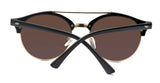 Classic Half Frame Mirrored Round Lens Double Bridge Sunglasses Eyewear