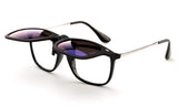 Newbee Fashion - Polarized Clip-On Flip Up Metal Clip Sunglasses Multi Purpose Flash Polarized Lenses (Glasses not included)