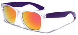 Colorful Retro Fashion Sunglasses Translucent Clear Matte Frame - Color Mirrored Lenses