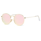 Polarized Sunglasses Small Round Metal Frame Mirrored Lens Glasses K0556