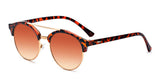 Classic Half Frame Mirrored Round Lens Double Bridge Sunglasses Eyewear