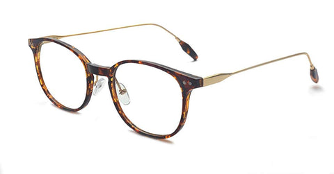 Vintage Retro Metal Temple Horn Rimmed Clear Lens Prescription Glasses