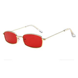 Retro Square Acrylic Flat Lens Small Metal Frame Sunglasses Non Polarized