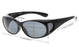 Polarized Bifocal Sunglasses To Wear Over Glasses Polycarbonate Polarised Lens Fitover Sunreaders (Black/Grey Lenses, +2.50)