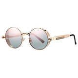 Retro Small Round Circle Steampunk Gothic Sunglasses for Men Women Metal Frame(46mm)