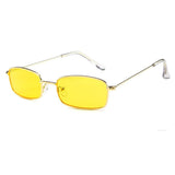 Retro Square Acrylic Flat Lens Small Metal Frame Sunglasses Non Polarized