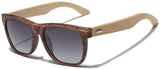 Polarized Classic Horn Rimmed Sunglasses with Bamboo Wood Temples