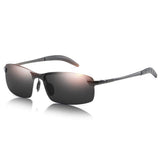 Rimless Aviator Sunglasses Polarized Lightweight Metal Frame for Men