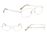 3-pack Large Rectangular Reading Glasses with Spring Temple for Men