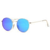 Polarized Sunglasses Small Round Metal Frame Mirrored Lens Glasses K0556