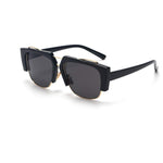 Trendy Semi Rimless Sunglasses For Women Men TR90 Frame Plain Glasses