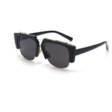Trendy Semi Rimless Sunglasses For Women Men TR90 Frame Plain Glasses