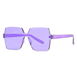 Oversized Square Candy Colors Transparent Lens Rimless Frame Unisex Sunglasses