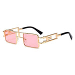 /Hip-Hop Square Metal Small Frame Clear Color Lens Sunglasses