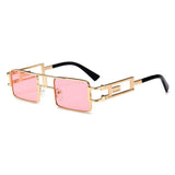 /Hip-Hop Square Metal Small Frame Clear Color Lens Sunglasses