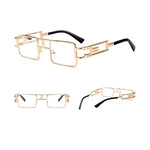 /Hip-Hop Square Metal Small Frame Clear Color Lens Sunglasses