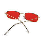 Retro Square Acrylic Flat Lens Small Metal Frame Sunglasses Non Polarized
