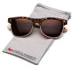 Bamboo Wood Polarized Sunglasses Retro Fashion Semi Rimless Style Frame