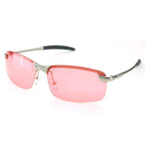 Day Night Vision Anti-glare Pink Lens Driving Metal Frame Polarized Sunglasses