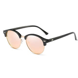 Polarized Clubmaster Round Sunglasses Unisex Semi-Rimless Horn Rimmed