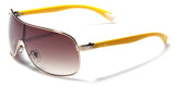Gold Metal Rim Frame Shield Aviator Sunglasses