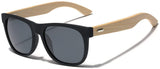Polarized Classic Horn Rimmed Sunglasses with Bamboo Wood Temples