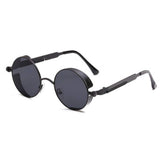 Spring Legs Steampunk Sunglasses Screws Retro Round Frame