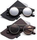 Classic Small Retro Steampunk Circle Flip Up Glasses/Sunglasses Cool Retro New Model
