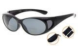 Polarized Bifocal Sunglasses To Wear Over Glasses Polycarbonate Polarised Lens Fitover Sunreaders (Black/Grey Lenses, +2.50)