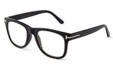 Newbee Fashion -Perfo Modern Look Squared Wayfarer Style Thick Frame Fashion Clear Lens Glasses