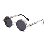 Spring Legs Steampunk Sunglasses Screws Retro Round Frame