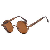 Steampunk Round Sunglasses, Vintage Hippie Circle Sunglasses with Metal Frame for Men Women
